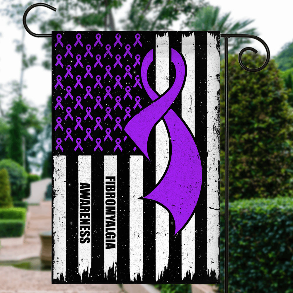 Fibromyalgia Awareness America Flag Purple Ribbon | siriusteestore