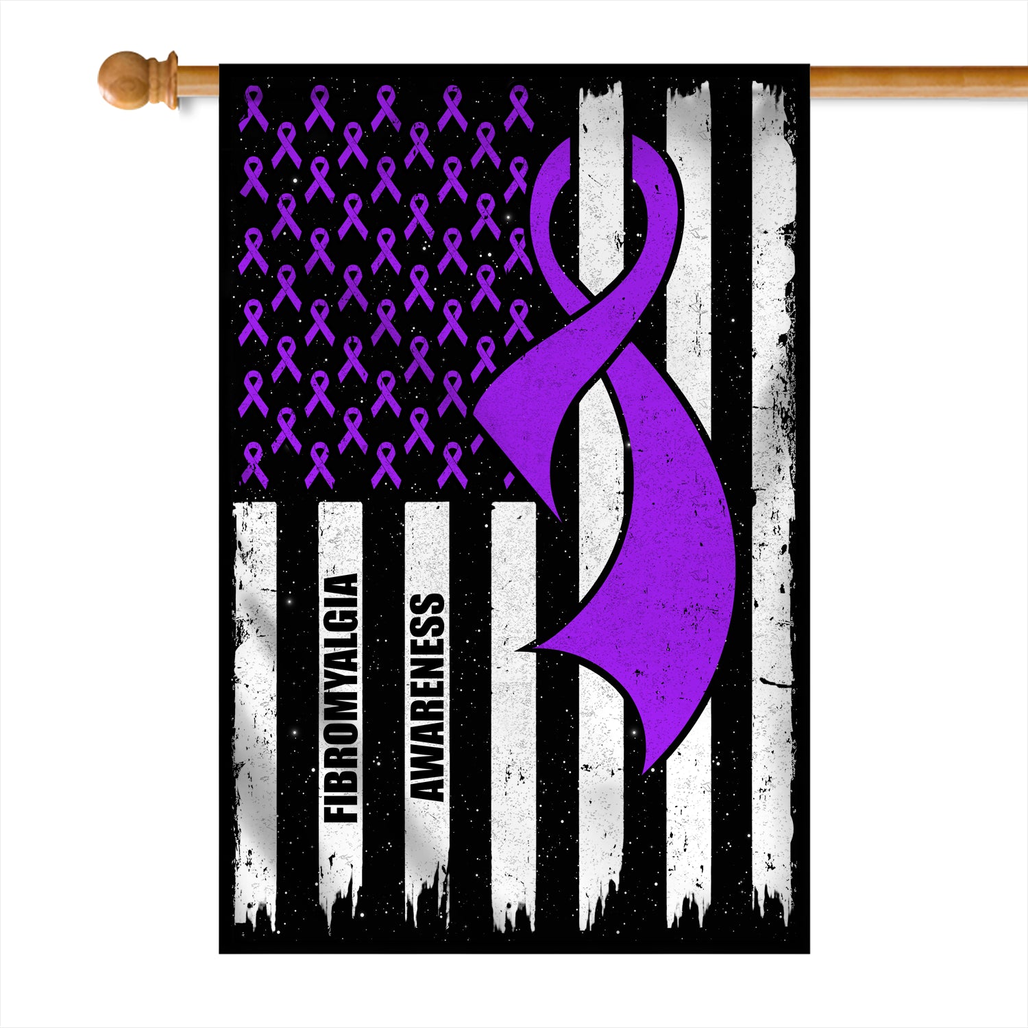 Fibromyalgia Awareness America Flag Purple Ribbon | siriusteestore