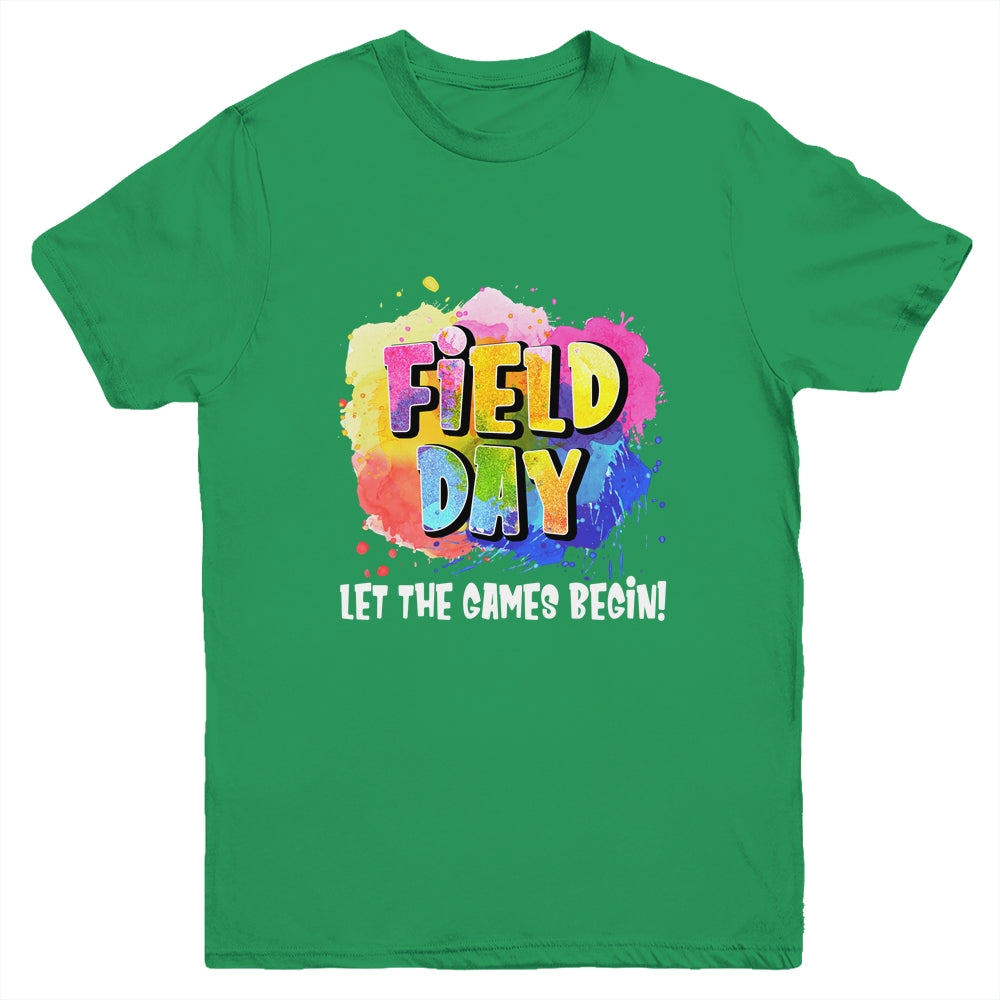 Field Day School Rainbow Color Splash Let The Games Begin Youth Shirt | siriusteestore