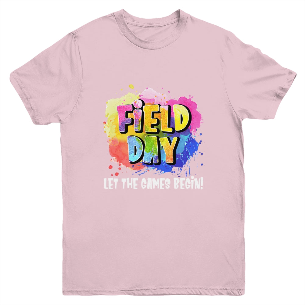Field Day School Rainbow Color Splash Let The Games Begin Youth Shirt | siriusteestore