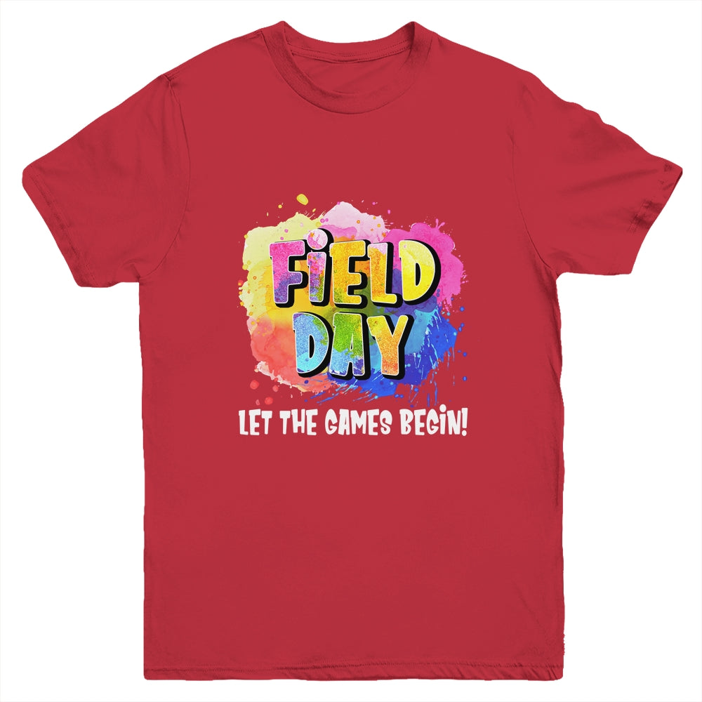 Field Day School Rainbow Color Splash Let The Games Begin Youth Shirt | siriusteestore