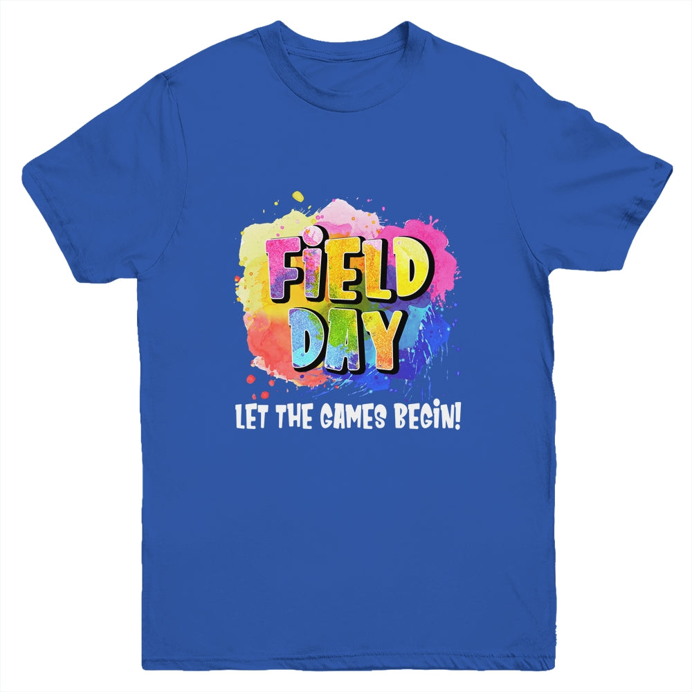 Field Day School Rainbow Color Splash Let The Games Begin Youth Shirt | siriusteestore