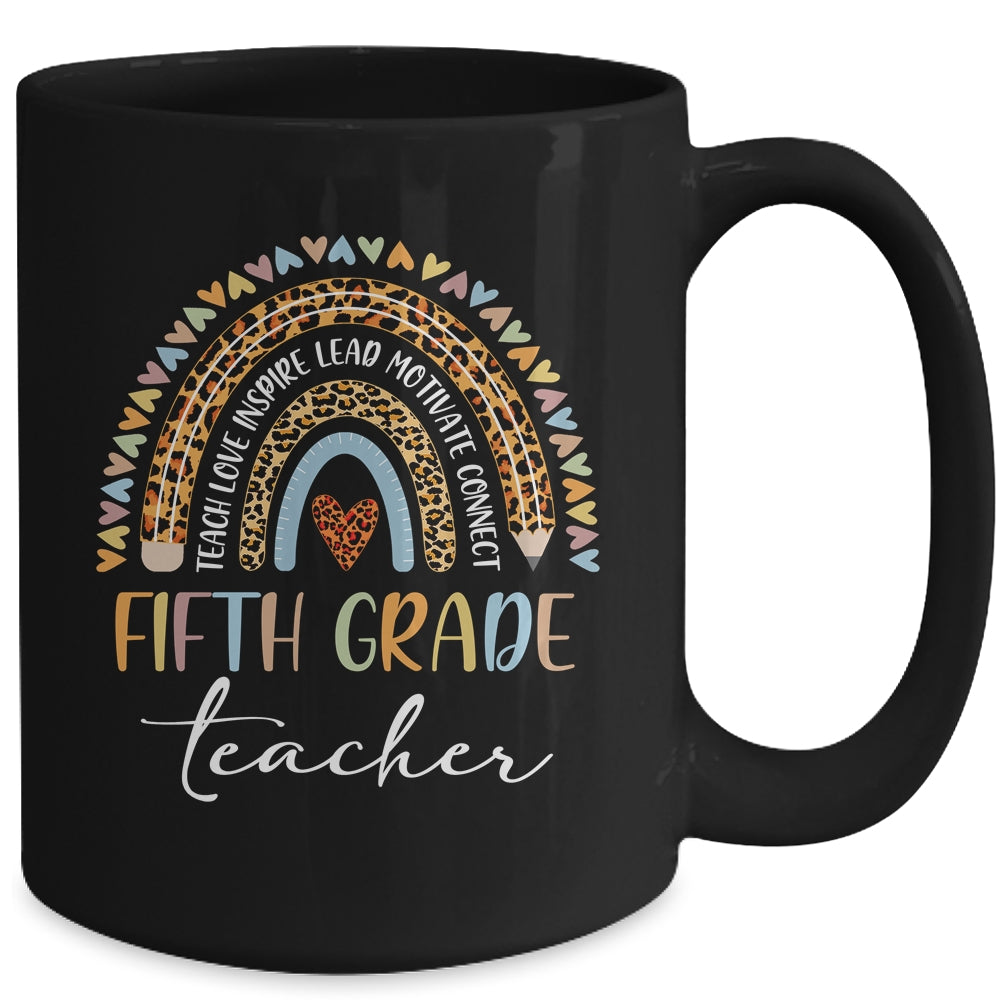 Fifth Grade Teacher Leopard Rainbow Teacher Team 5th Grade Mug | siriusteestore