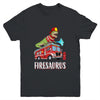 Fire Fighter Saurus Firetruck Fireman Dinosaur T Rex Youth Shirt | siriusteestore