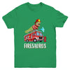 Fire Fighter Saurus Firetruck Fireman Dinosaur T Rex Youth Shirt | siriusteestore