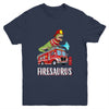Fire Fighter Saurus Firetruck Fireman Dinosaur T Rex Youth Shirt | siriusteestore