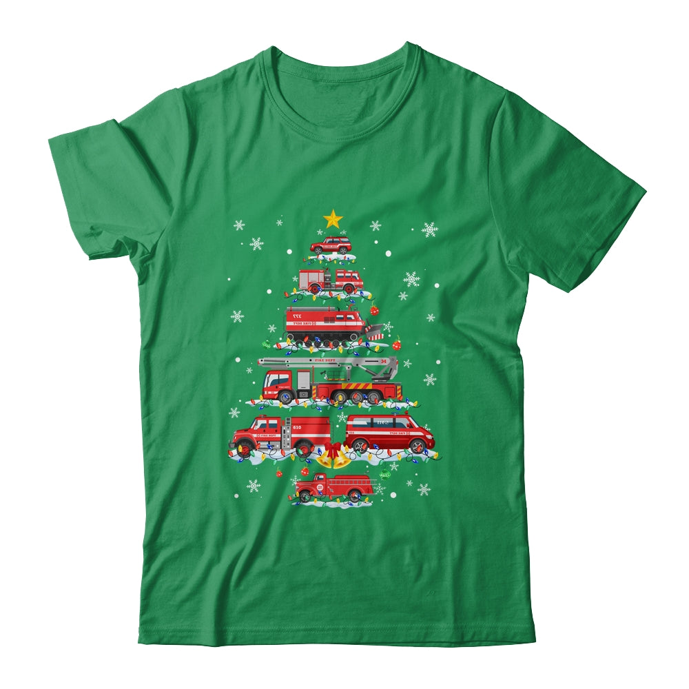 Firefighter Truck Christmas Tree Funny Xmas Shirt & Sweatshirt | siriusteestore