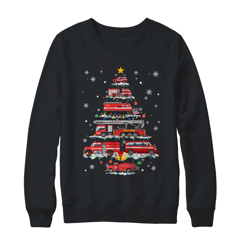 Firefighter Truck Christmas Tree Funny Xmas Shirt & Sweatshirt | siriusteestore