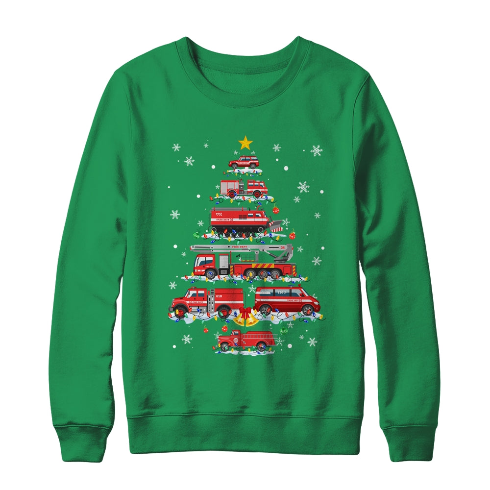 Firefighter Truck Christmas Tree Funny Xmas Shirt & Sweatshirt | siriusteestore