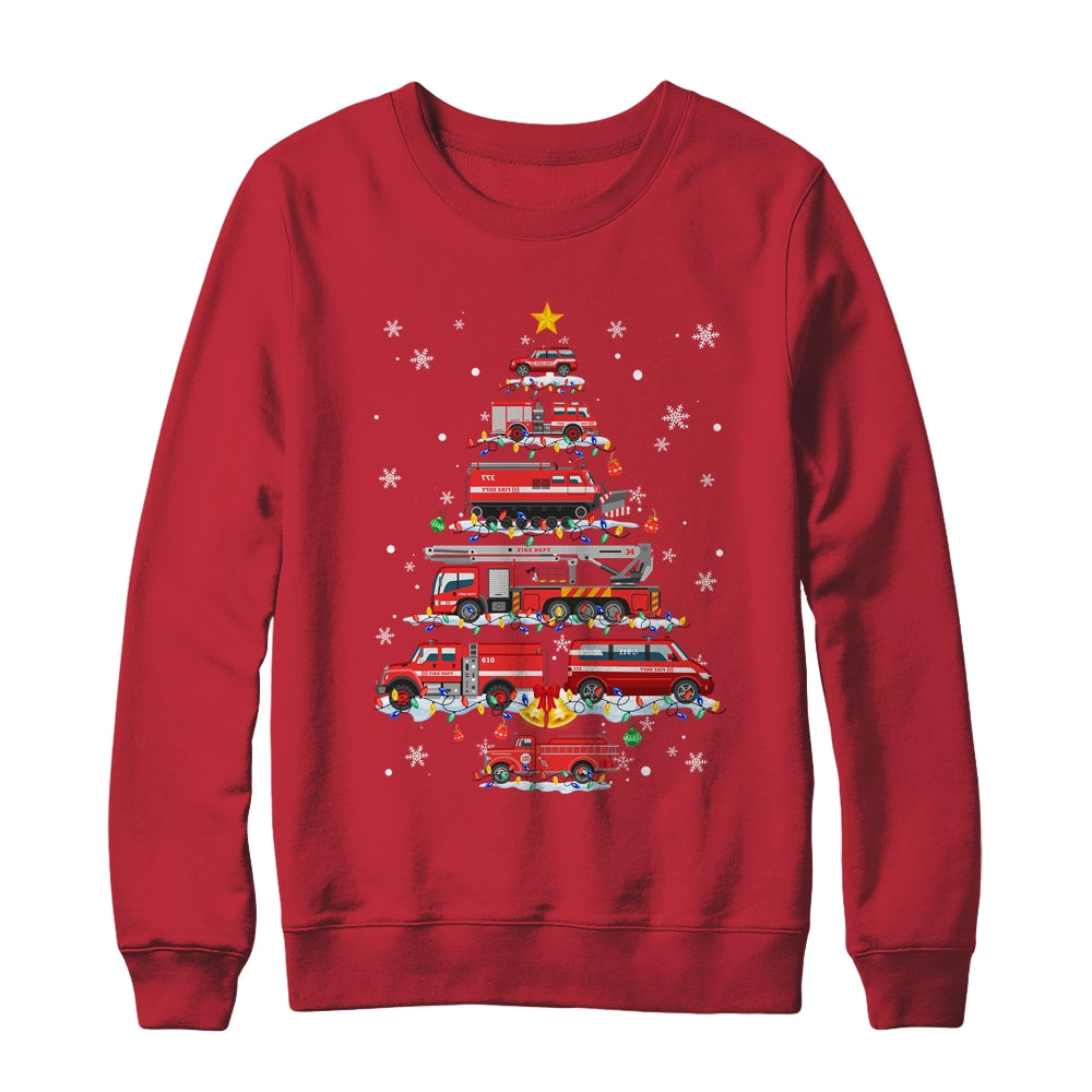 Firefighter Truck Christmas Tree Funny Xmas Shirt & Sweatshirt | siriusteestore
