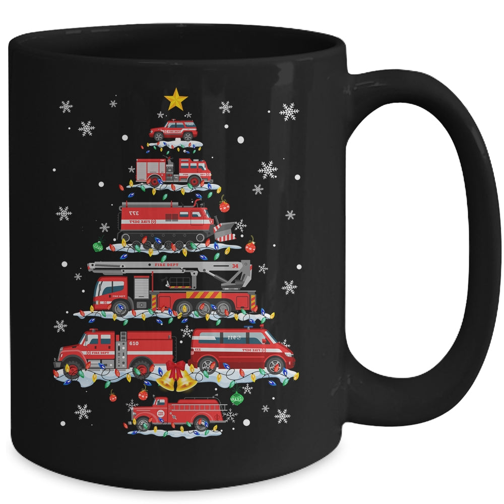 Firefighter Truck Christmas Tree Funny Xmas Mug | siriusteestore