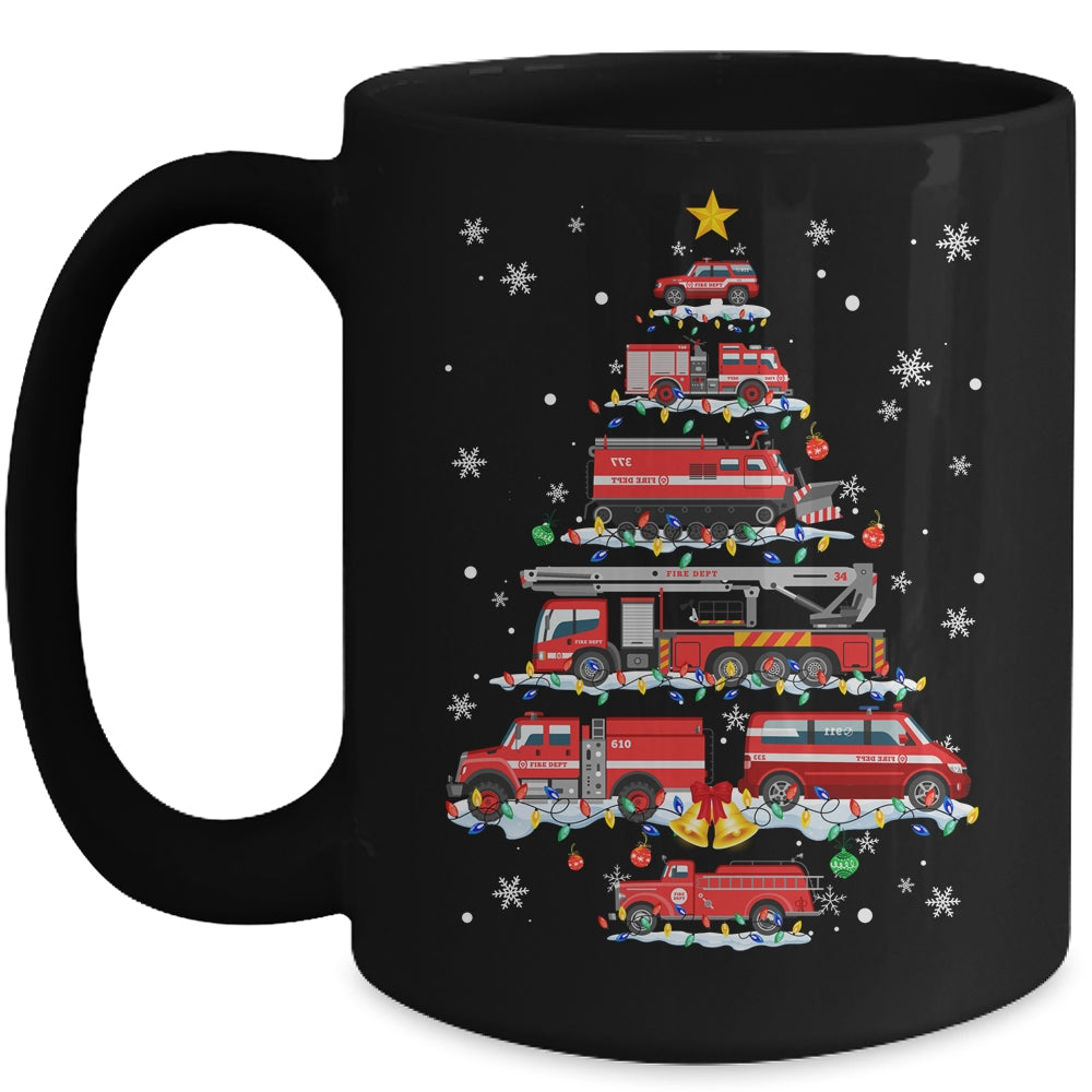 Firefighter Truck Christmas Tree Funny Xmas Mug | siriusteestore