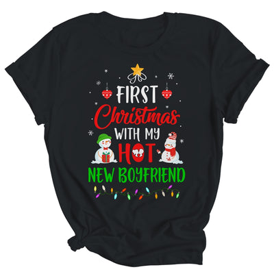 First Christmas With My Hot New Boyfriend Funny Couple Gift Shirt & Sweatshirt | siriusteestore