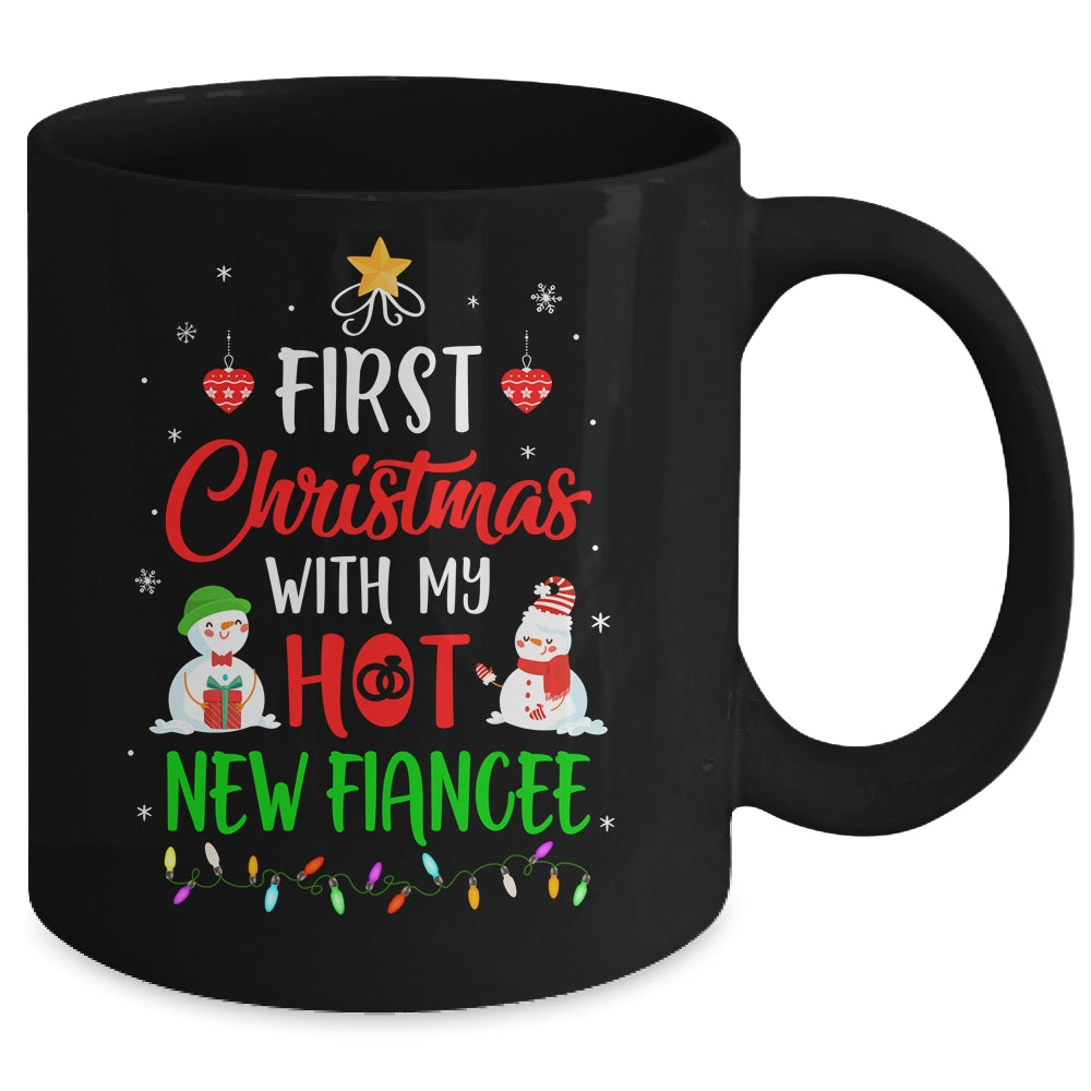 First Christmas With My Hot New Fiancee Funny Couple Gift Mug | siriusteestore