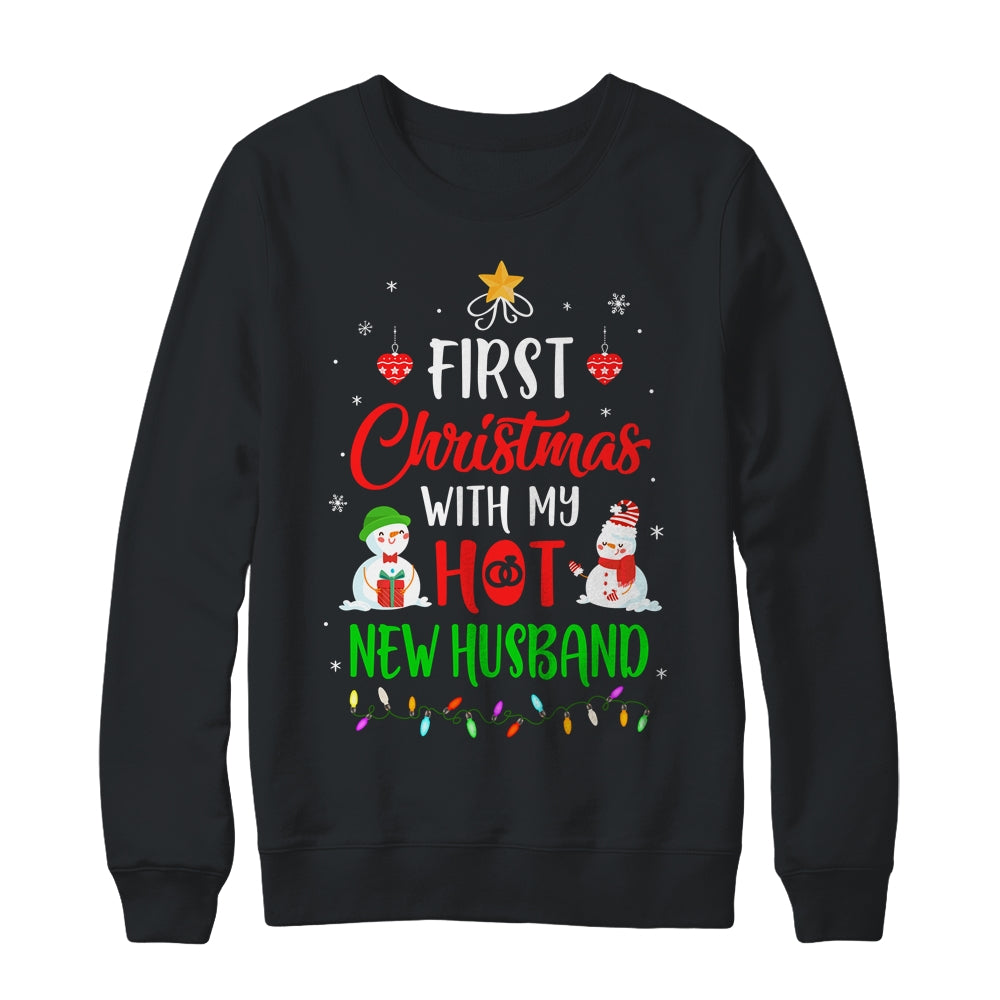 First Christmas With My Hot New Husband Funny Couple Gift Shirt & Sweatshirt | siriusteestore