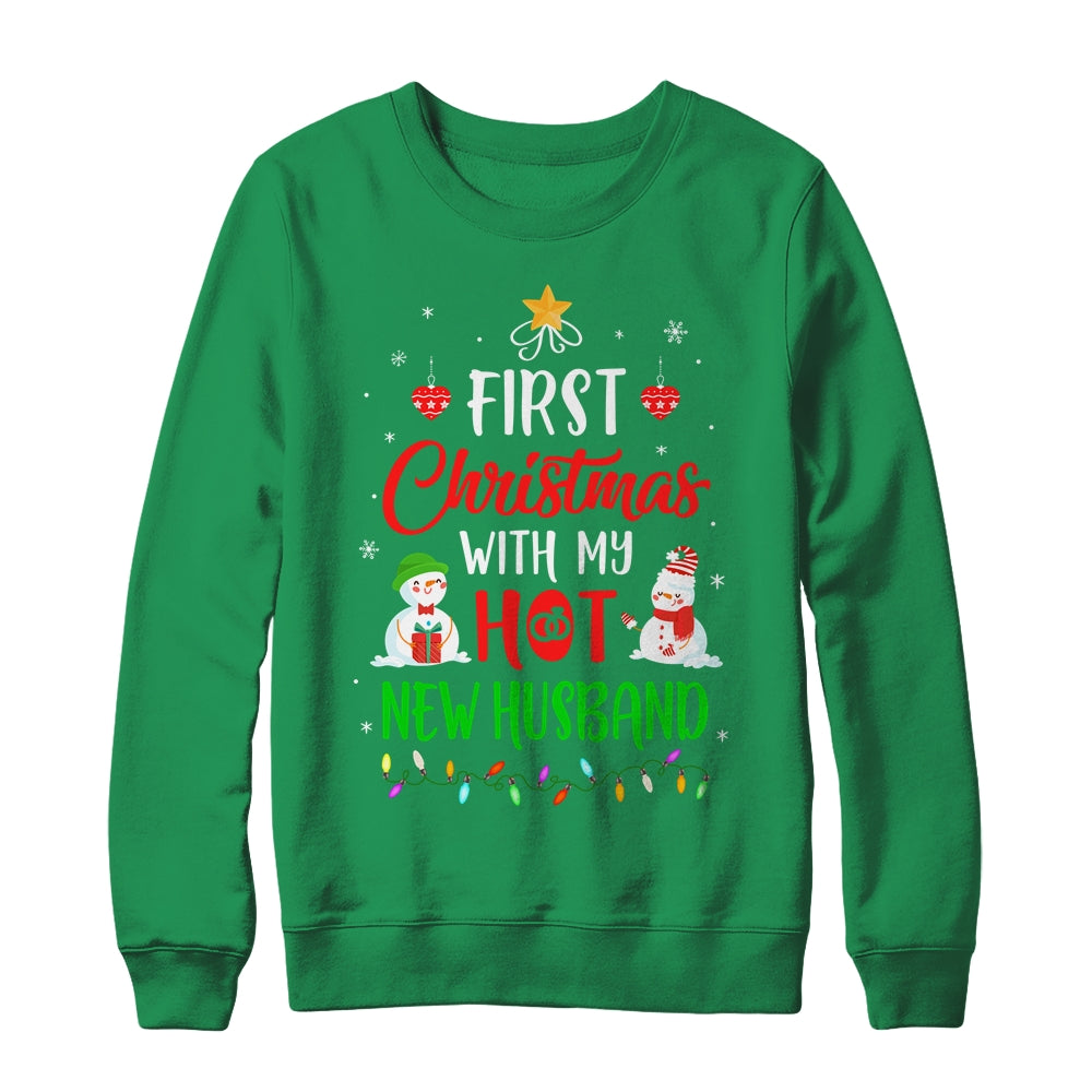 First Christmas With My Hot New Husband Funny Couple Gift Shirt Sweatshirt Siriustee
