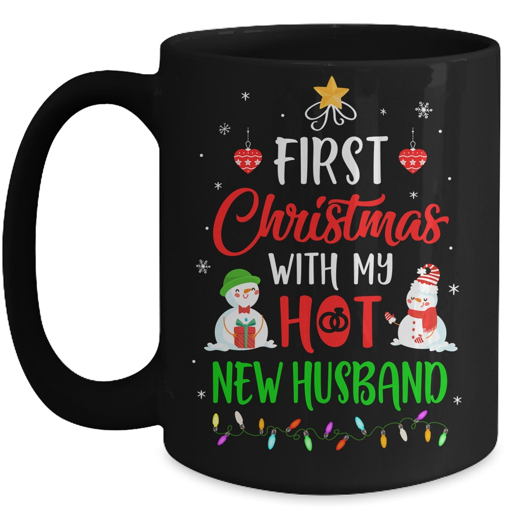 First Christmas With My Hot New Husband Funny Couple Gift Mug | siriusteestore