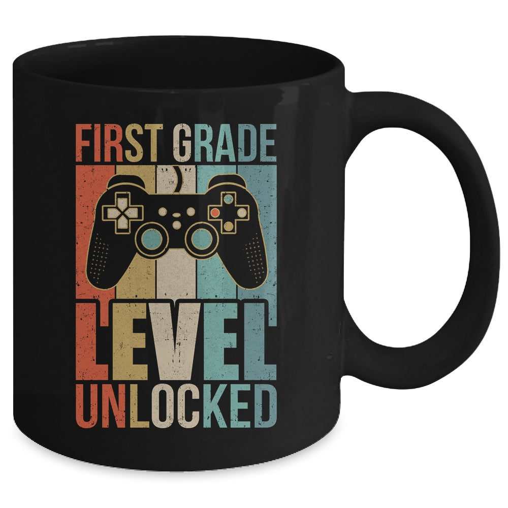 First Day Of 1st Grade Level Unlocked Back To School Kids  Mug | siriusteestore