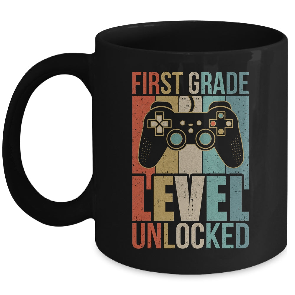 First Day Of 1st Grade Level Unlocked Back To School Kids  Mug | siriusteestore