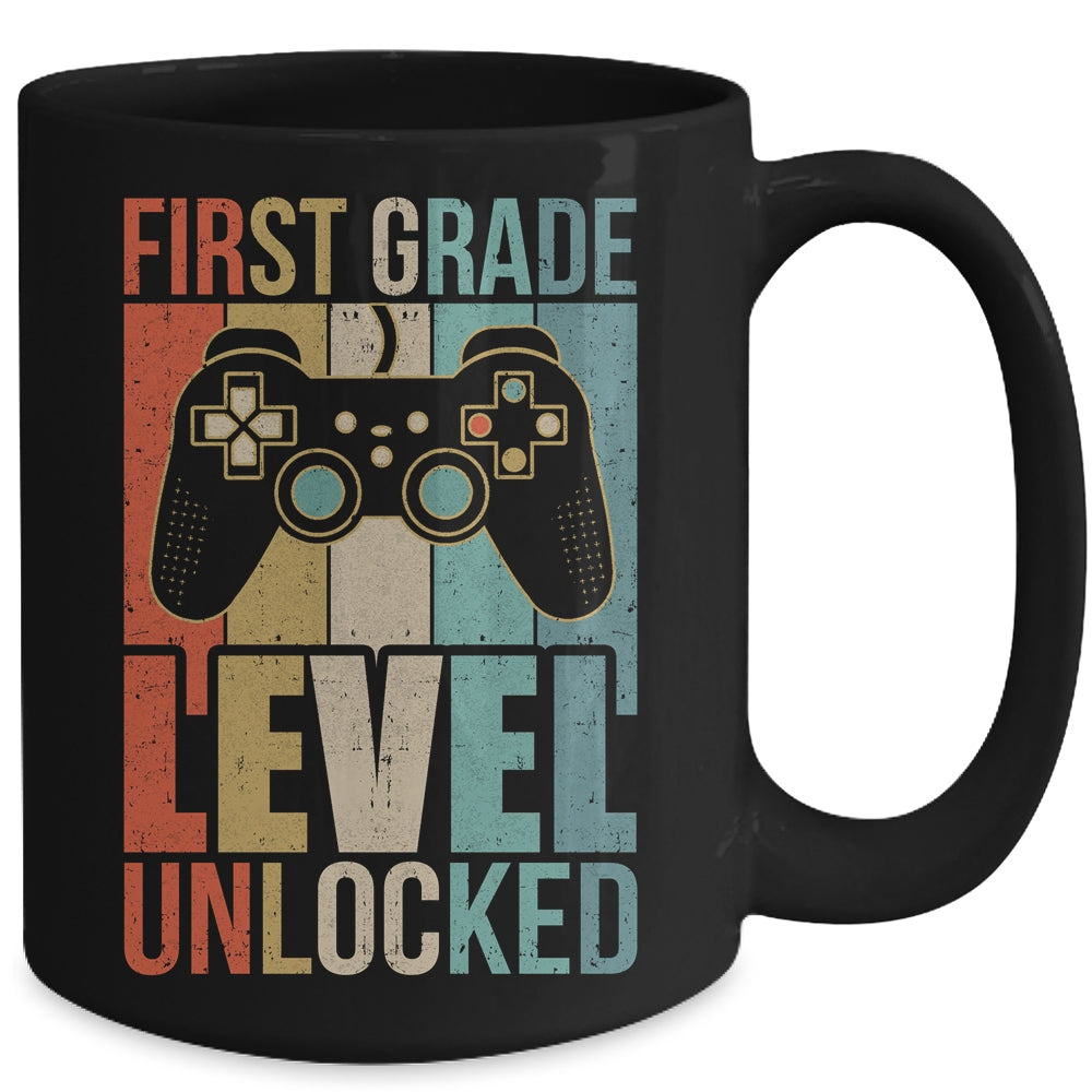 First Day Of 1st Grade Level Unlocked Back To School Kids  Mug | siriusteestore