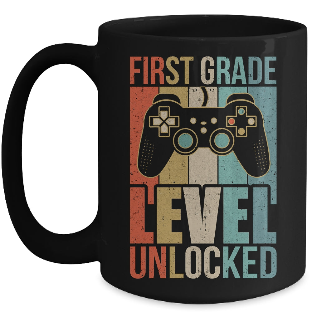 First Day Of 1st Grade Level Unlocked Back To School Kids  Mug | siriusteestore