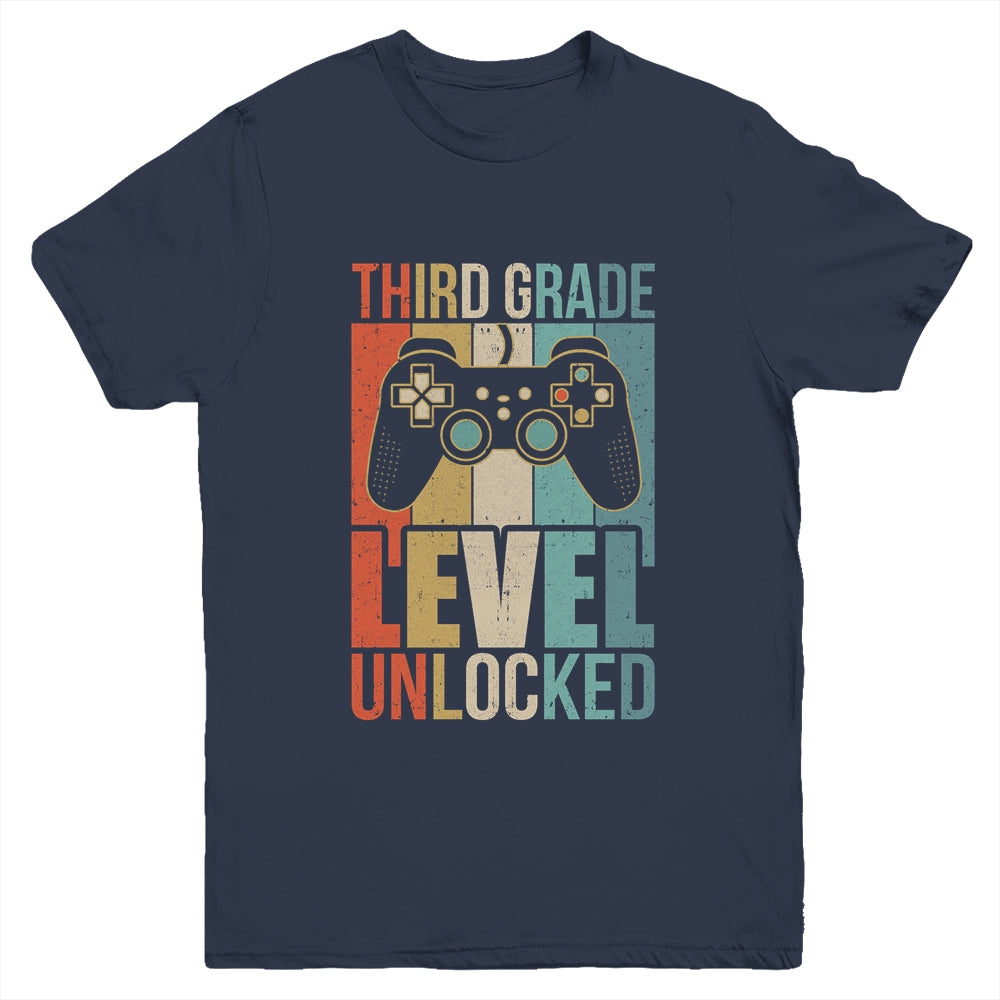First Day Of 3rd Grade Level Unlocked Back To School Kids  Youth Shirt | siriusteestore