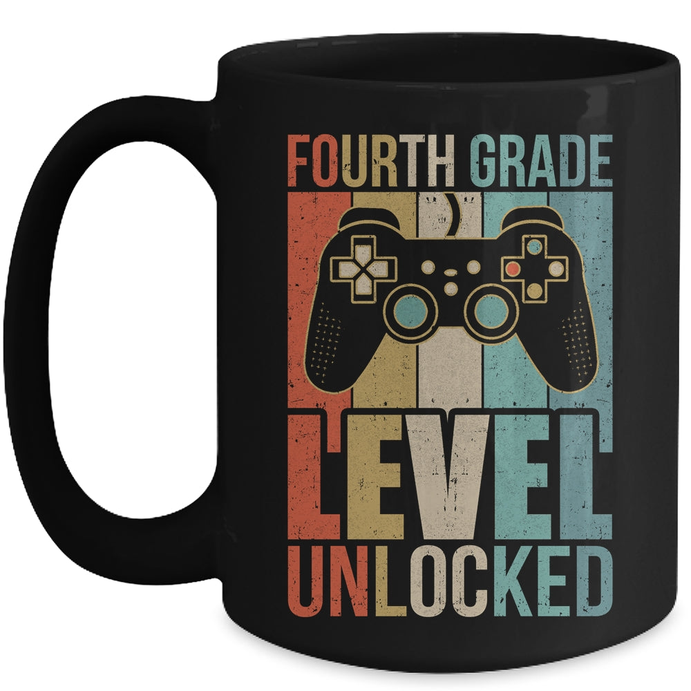 First Day Of 4th Grade Level Unlocked Back To School Kids  Mug | siriusteestore