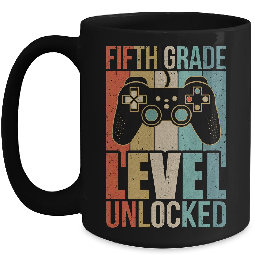 First Day Of 5th Grade Level Unlocked Back To School Kids  Mug | siriusteestore