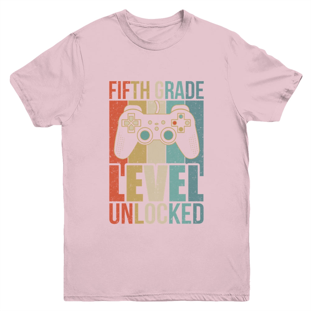 First Day Of 5th Grade Level Unlocked Back To School Kids  Youth Shirt | siriusteestore
