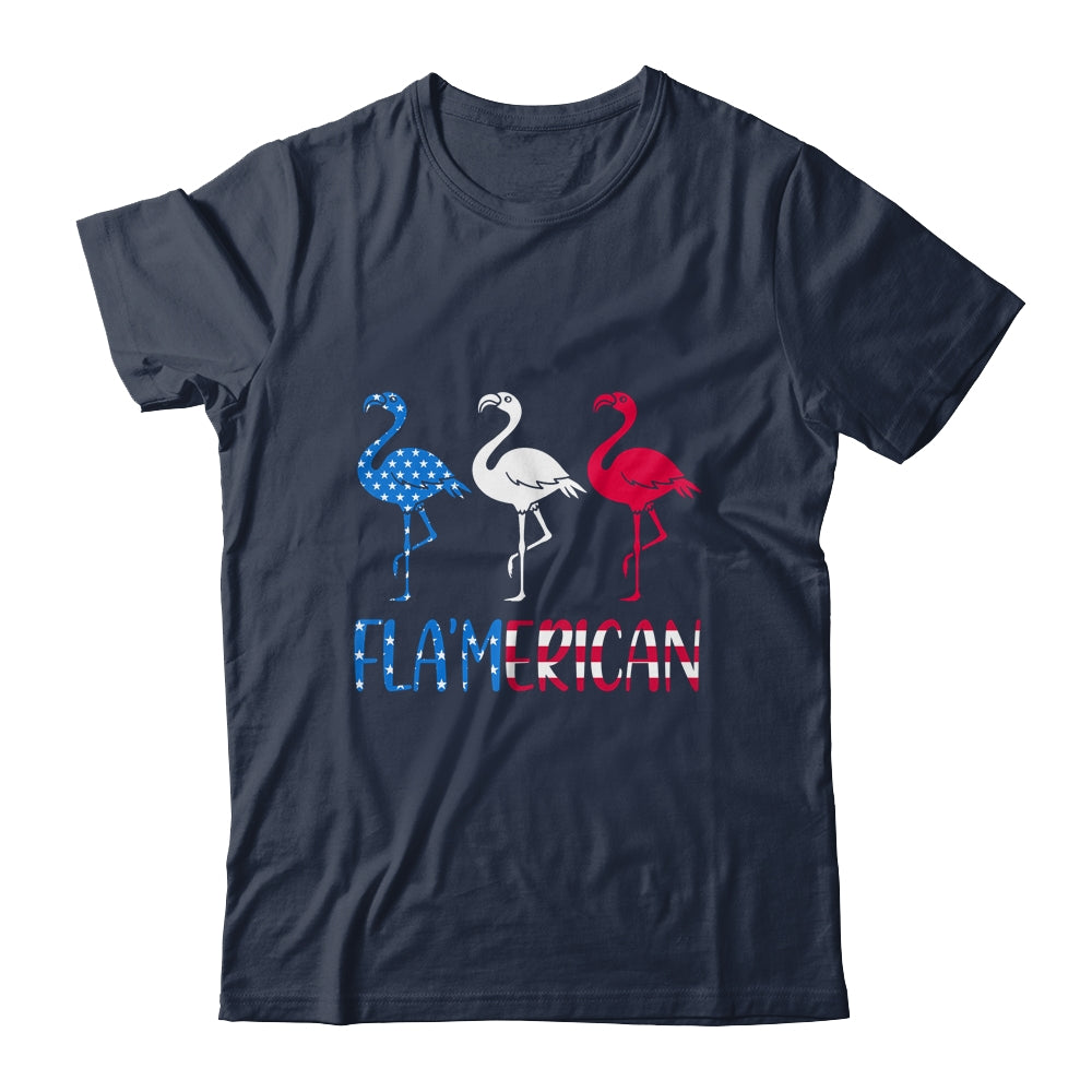 Flamerican Flamingo US American Flag 4th July Shirt & Tank Top | siriusteestore