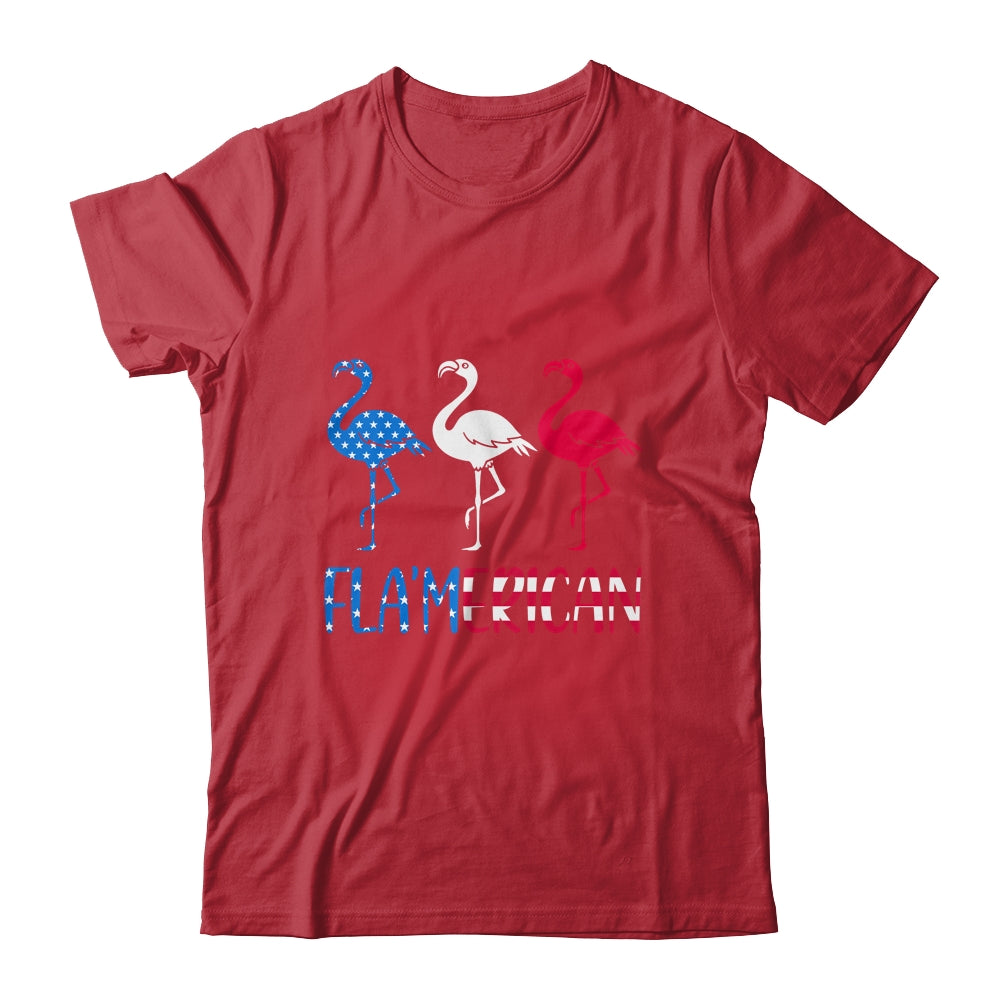 Flamerican Flamingo US American Flag 4th July Shirt & Tank Top | siriusteestore