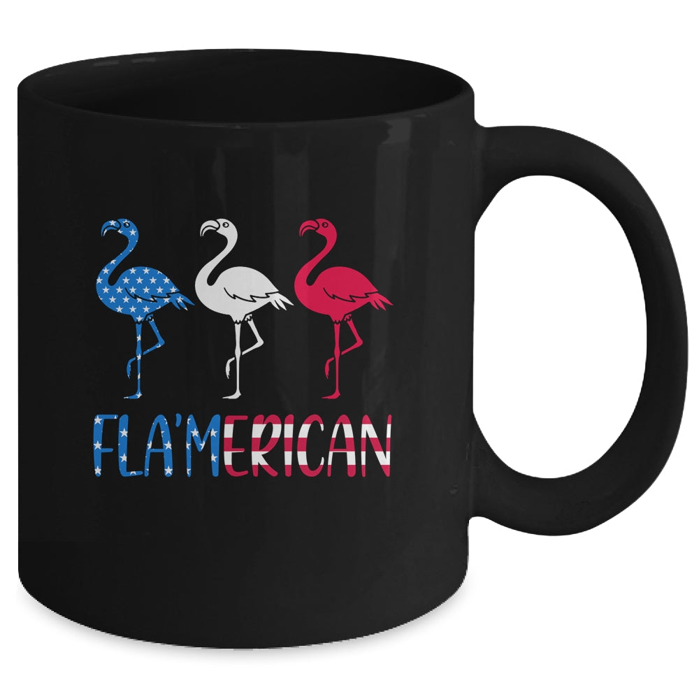Flamerican Flamingo US American Flag 4th July Mug | siriusteestore