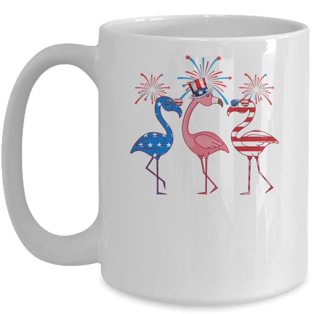 Flamingo American Flag Shadow The 4th July 2021 Funny Mug | siriusteestore