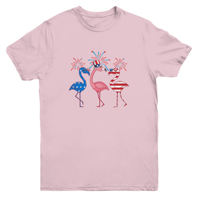 Flamingo American Flag Shadow The 4th July 2021 Funny Youth Shirt | siriusteestore