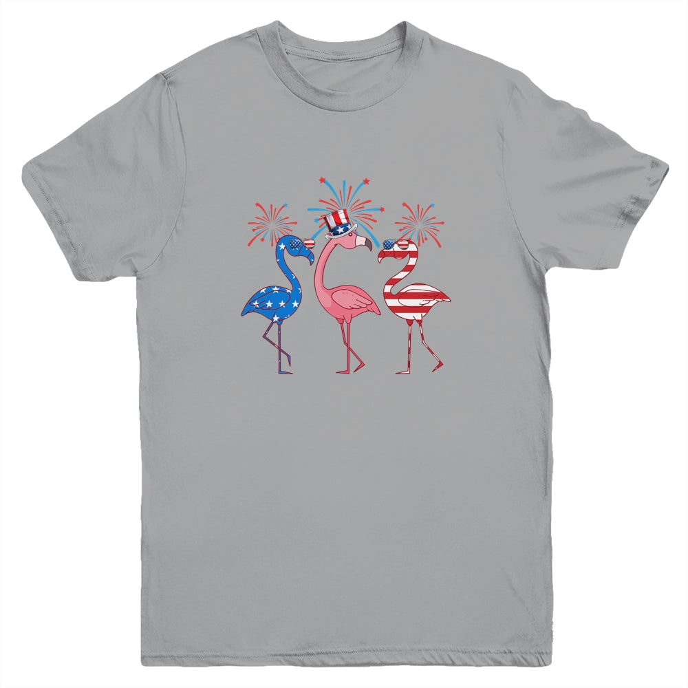 Flamingo American Flag Shadow The 4th July 2021 Funny Youth Shirt | siriusteestore