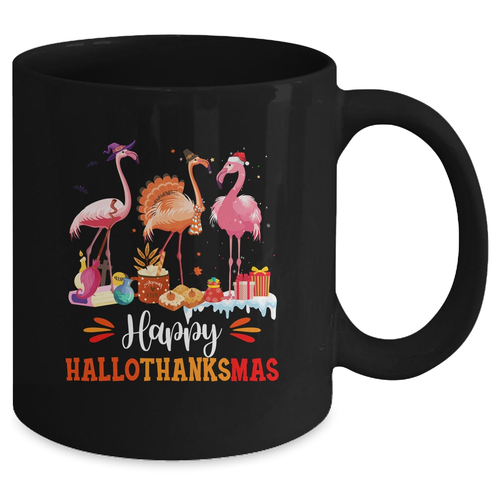 Flamingo Halloween Merry Christmas Happy Hallothanksmas Mug | siriusteestore