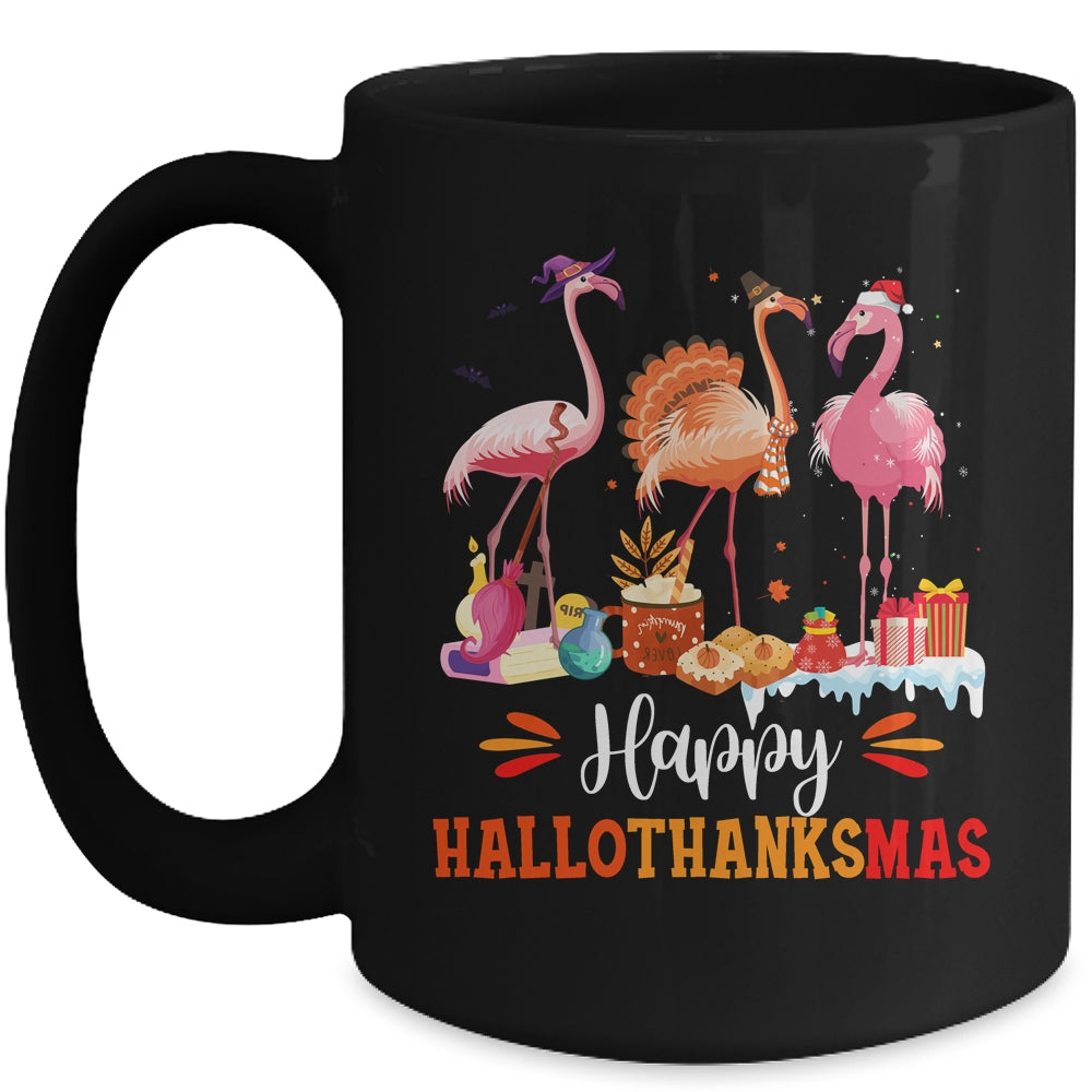 Flamingo Halloween Merry Christmas Happy Hallothanksmas Mug | siriusteestore