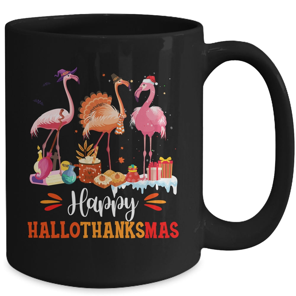 Flamingo Halloween Merry Christmas Happy Hallothanksmas Mug | siriusteestore
