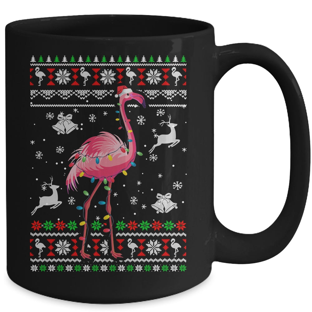 Flamingo Xmas Lights Ugly Christmas Women Teens Girls Mug | siriusteestore