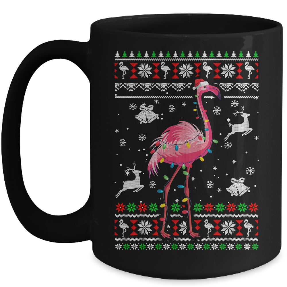 Flamingo Xmas Lights Ugly Christmas Women Teens Girls Mug | siriusteestore