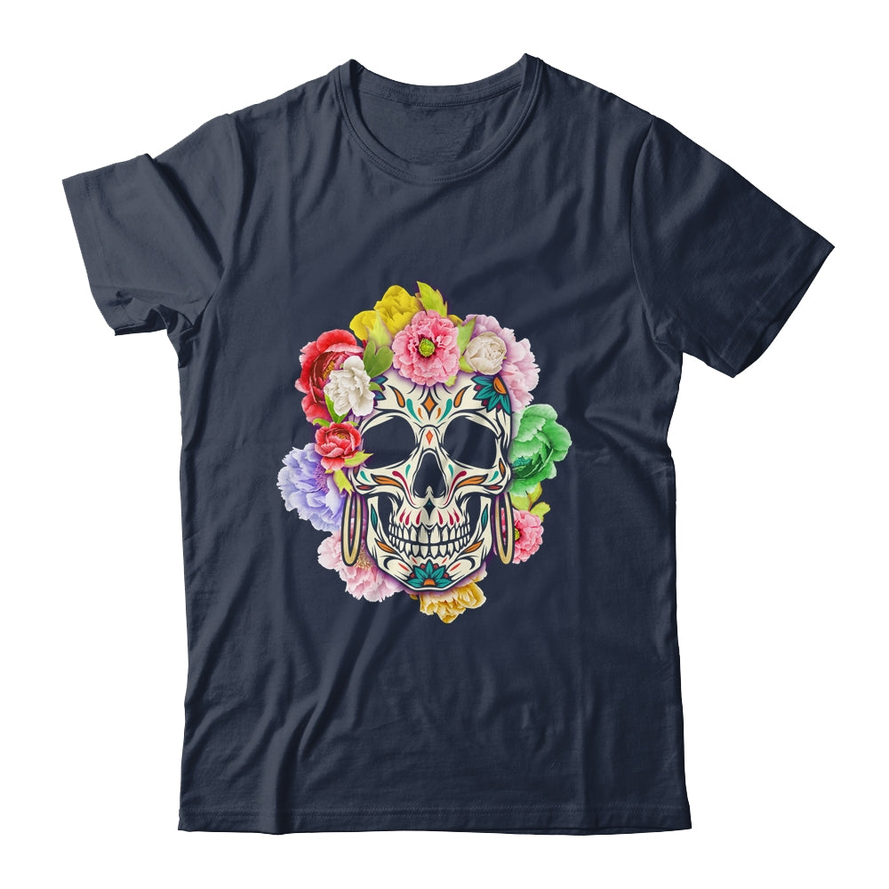 Floral Sugar Skull Day Of The Dead Dia De Muertos Women Shirt & Hoodie | siriusteestore