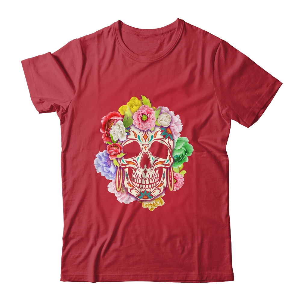 Floral Sugar Skull Day Of The Dead Dia De Muertos Women Shirt & Hoodie | siriusteestore