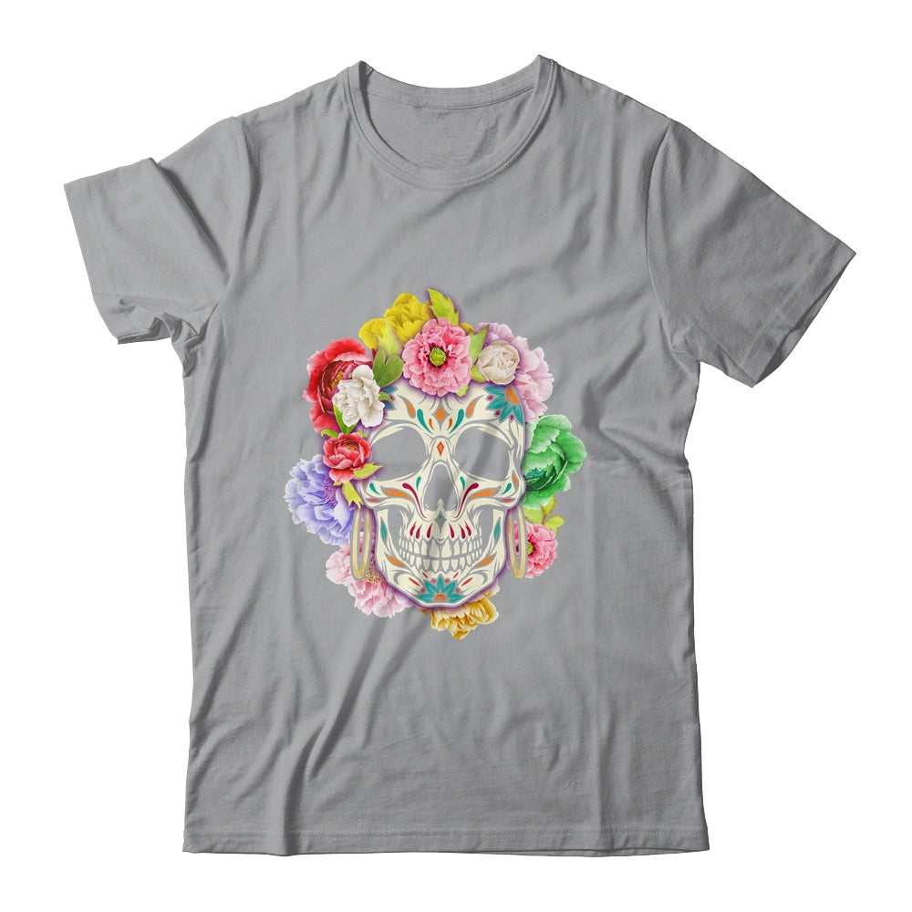 Floral Sugar Skull Day Of The Dead Dia De Muertos Women Shirt & Hoodie | siriusteestore