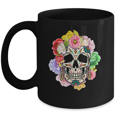 Floral Sugar Skull Day Of The Dead Dia De Muertos Women Mug | siriusteestore