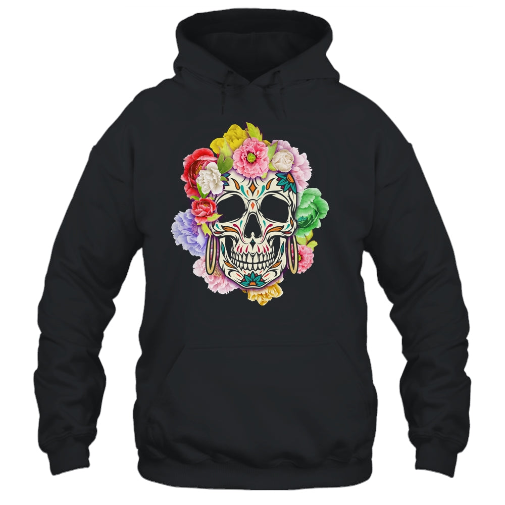 Floral Sugar Skull Day Of The Dead Dia De Muertos Women Shirt & Hoodie | siriusteestore
