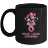 Flower Groovy Pink Ribbon Breast Cancer Awareness Month Mug | siriusteestore