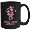 Flower Groovy Pink Ribbon Breast Cancer Awareness Month Mug | siriusteestore