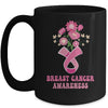 Flower Groovy Pink Ribbon Breast Cancer Awareness Month Mug | siriusteestore