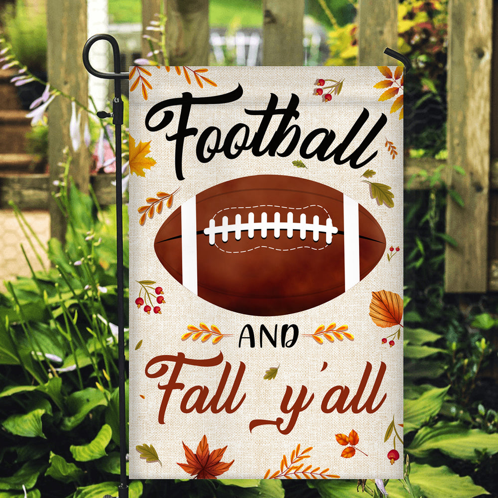 Football And Fall Y'all Flag Thanksgiving Seasonal Holiday | siriusteestore