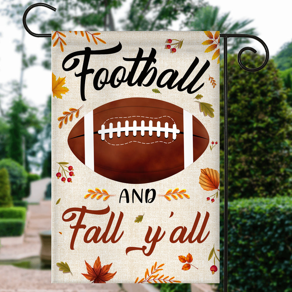 Football And Fall Y'all Flag Thanksgiving Seasonal Holiday | siriusteestore